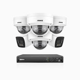 H800 - Kit de surveillance PoE 4K à 8 canaux avec 2 caméras bullet et 4 caméras dôme, anti-vandalisme IK10, vision nocturne en couleur et infrarouge, Détection Personne-Véhicule, Microphone intégré, Champ de vision de 96°, RTSP et ONVIF pris en charge